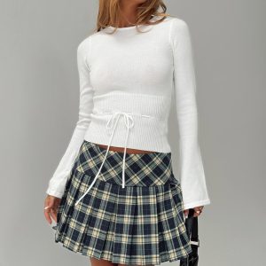 Craving Long Sleeve Tie Detail Top Ivory