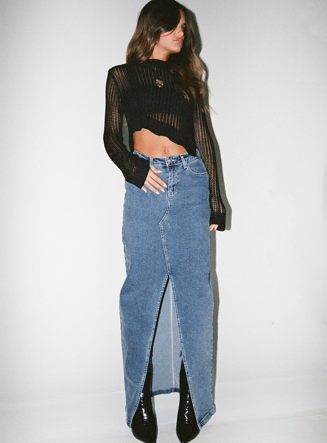Batkins Maxi Skirt Dark Wash Denim - Image 12