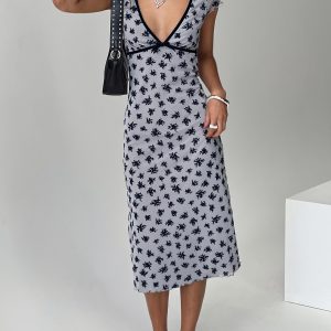 Vilinia Midi Dress Floral Cluster Grey