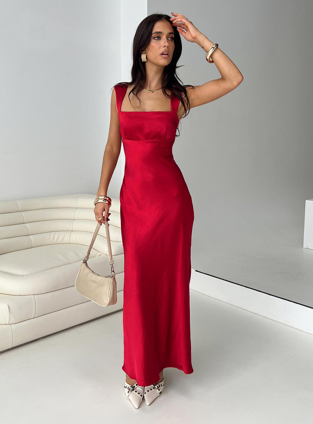 Radioactive Bias Cut Maxi Dress Red - Image 2