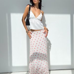 Dancing In A Field Maxi Skirt Pink Floral