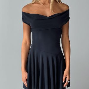 Body Heat Cowl Mini Dress Navy