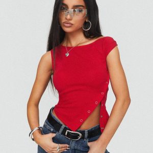 Karre Off The Shoulder Top Red