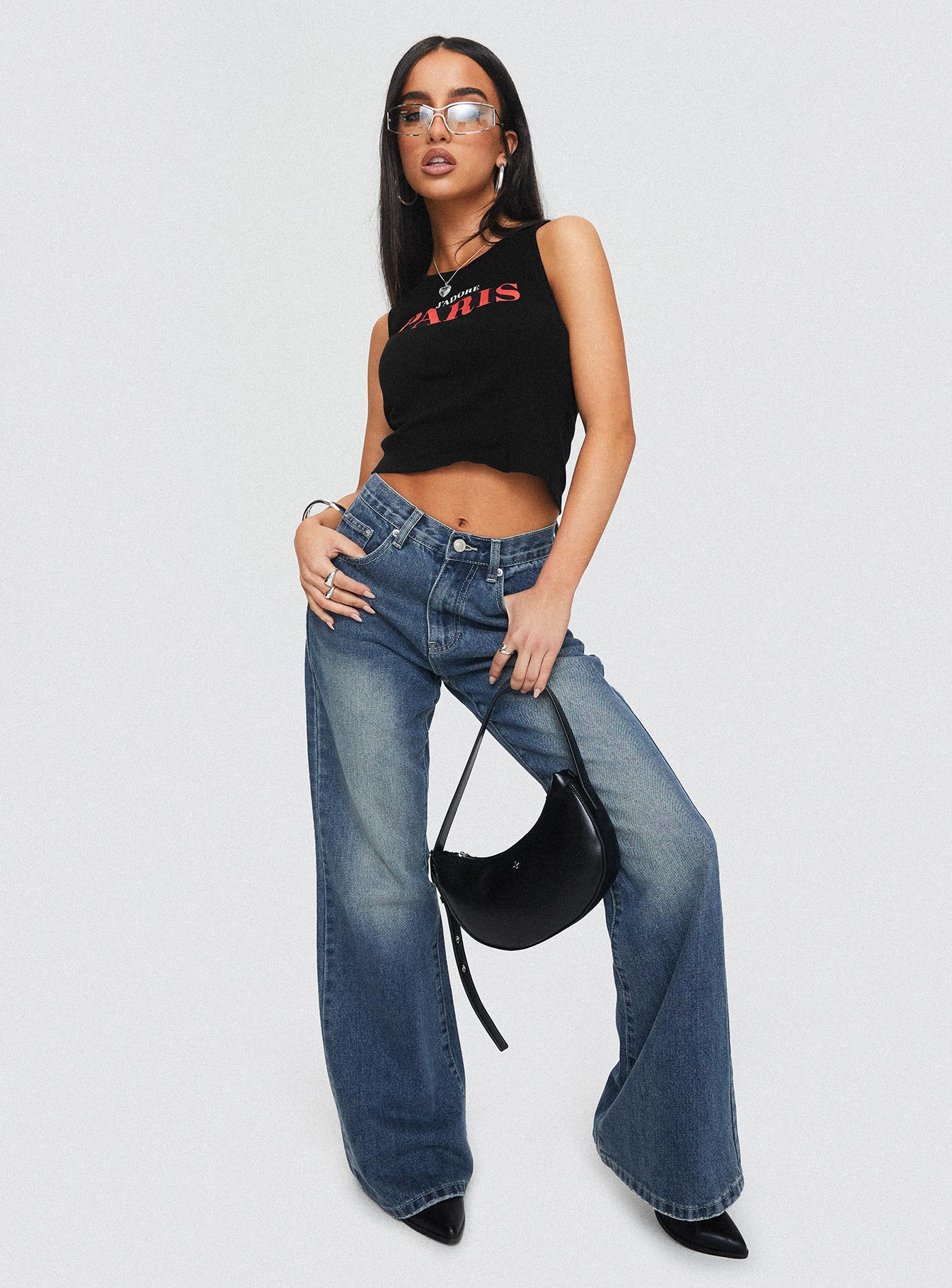Hanlen Mid Rise Wide Leg Jean Blue - Image 8