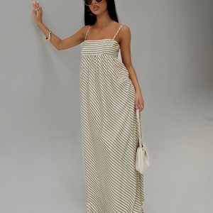 Pansotti Maxi Dress Beige / White Stripe