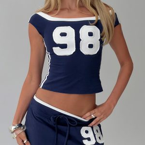 98 Baby Off The Shoulder Top Navy