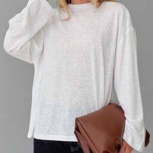Zaydee Oversized Long Sleeve Top White