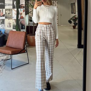 Archer Pants Beige Plaid