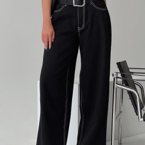 Naylor Wide Leg Jeans Mid Black