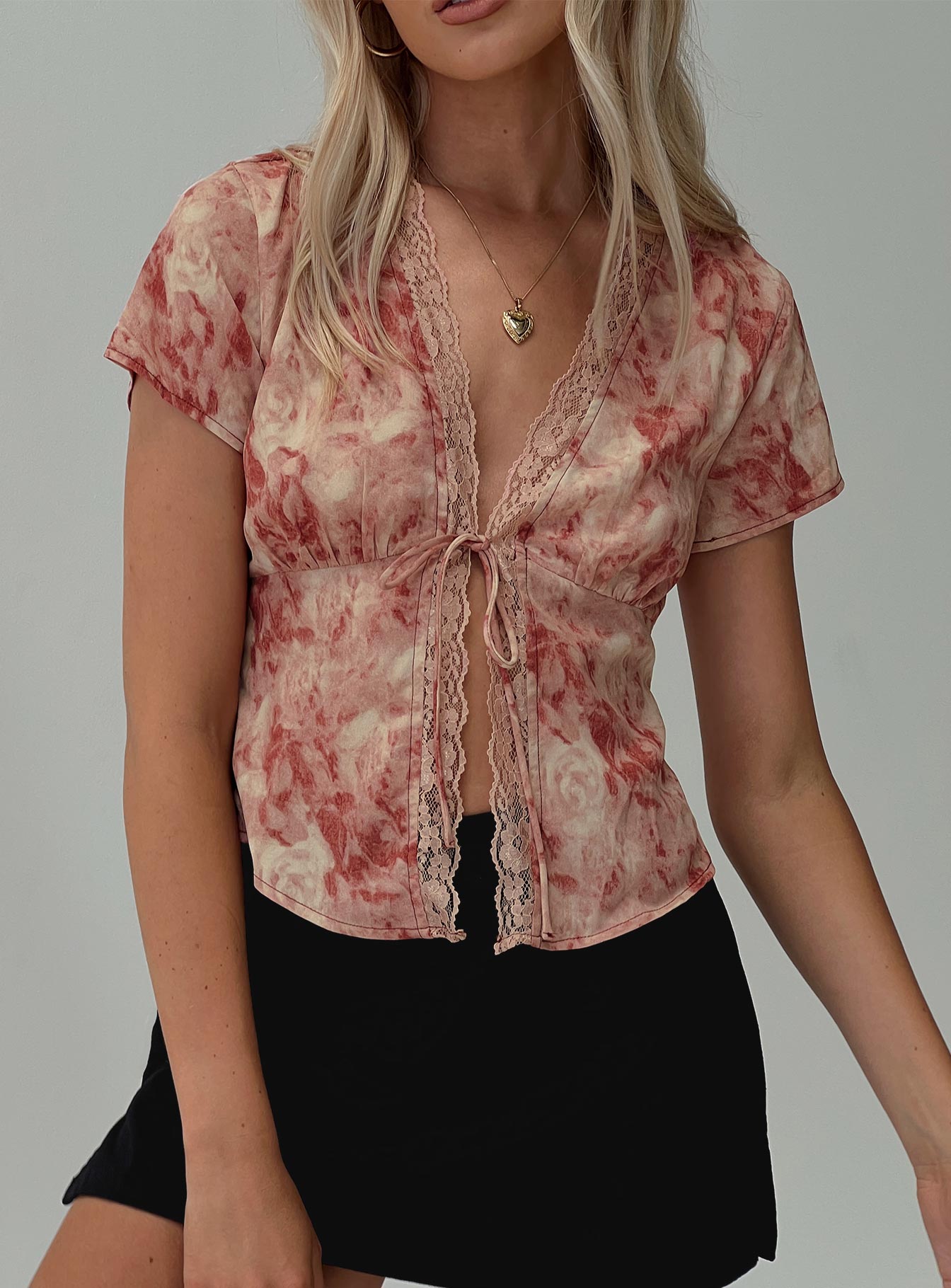 Hunton Short Sleeve Top Pink Floral