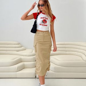 Bellows Cargo Midi Skirt Beige