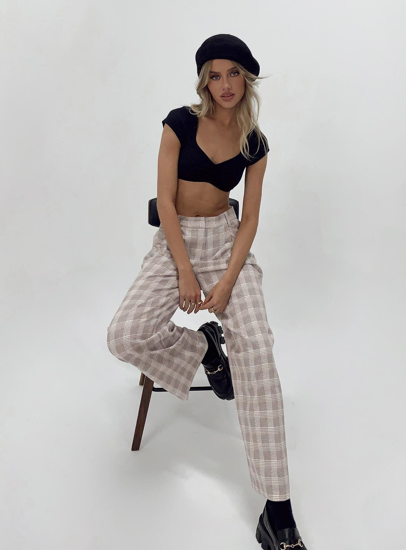 Mulholland Pants Beige Plaid - Image 6