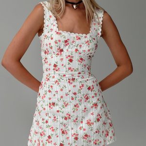 Dasha Mini Dress White Floral Tall