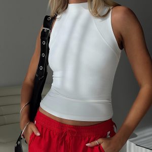 Healing Energy Funnel Neck Top White