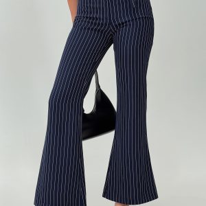No One Low Waist Pinstripe Pants Navy