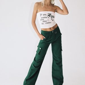 Paige Mid Rise Cargo Jean Denim Green Tall