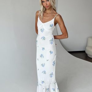 Sing Along Maxi Dress White / Blue Tall