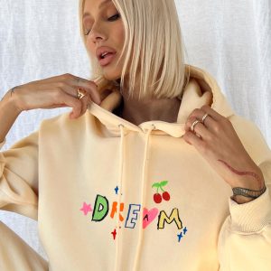 Dream A Little Dream Hoodie Beige