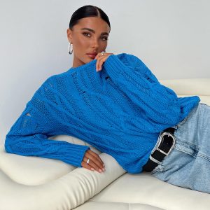 Stiles Cable Knit Sweater Blue