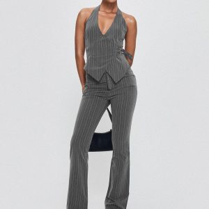Calexico Buckle Pant Grey Pinstripe