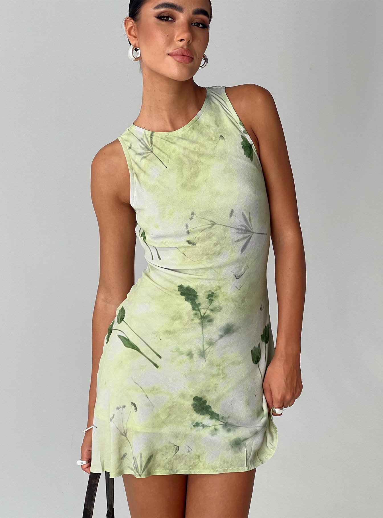 Vivre Mini Dress Green Floral - Image 8
