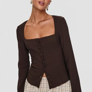 Gaskin Long Sleeve Top Brown