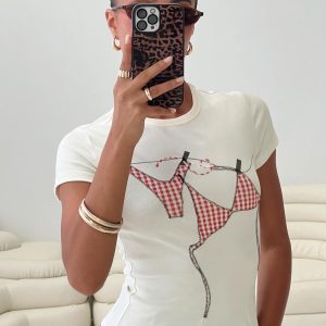 By The Seaside Graphic Top Cream