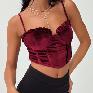 Briddell Velvet Corset Top Red