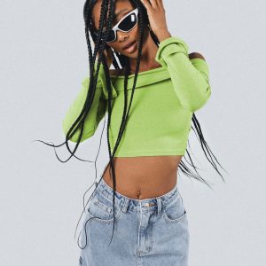 Elva Off The Shoulder Top Green