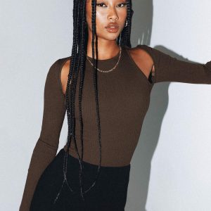 Venetia Long Sleeve Top Brown