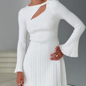 Terraces Long Sleeve Mini Dress White