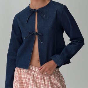 Never Alone Tie Detail Jacket Denim