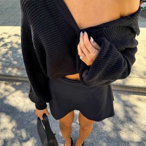 Tiara Cropped Sweater Black