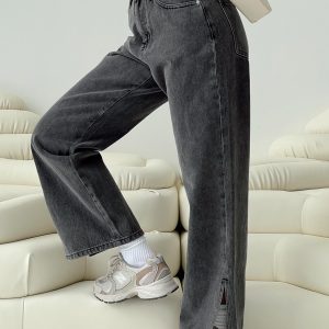 Riri Wide Leg Jeans Washed Black