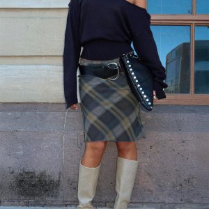 Shoreline Midi Skirt Blue Check