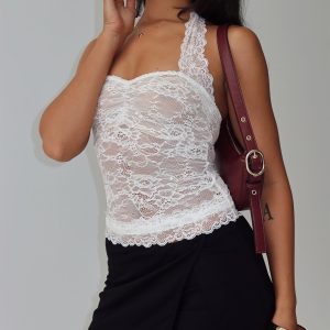 Fantasize Lace Halter Top White