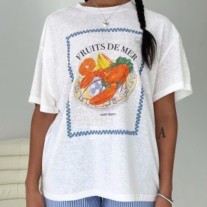 Larry Lobster Oversized Tee White