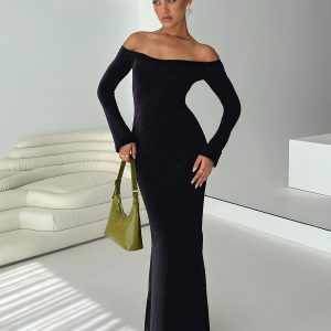 Korey Off The Shoulder Maxi Dress Black