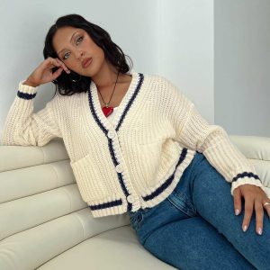 Tavian Knit Cardigan Navy / Cream