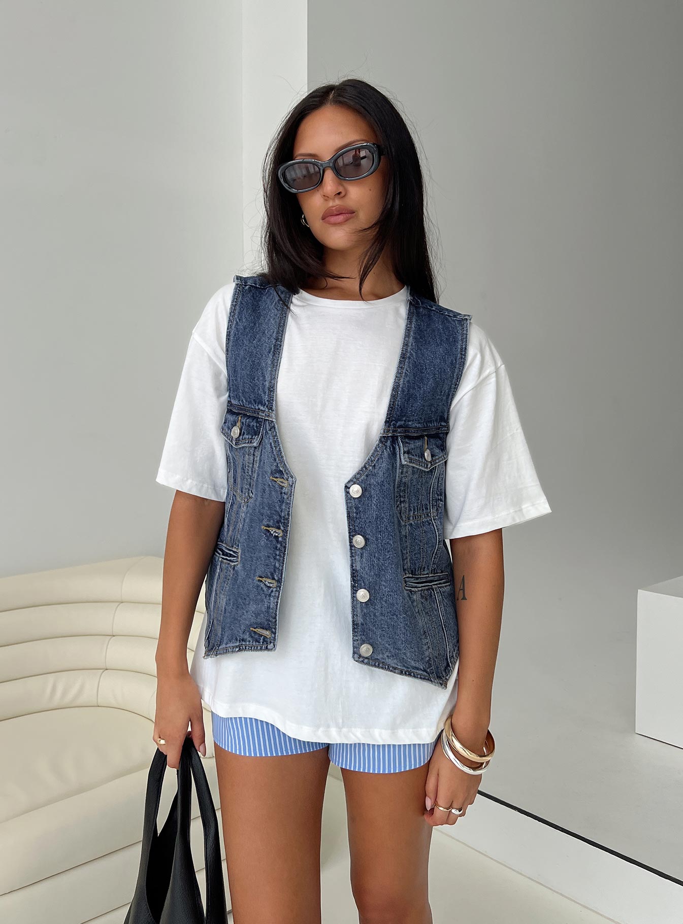 Neils Oversized Denim Vest Denim - Image 7