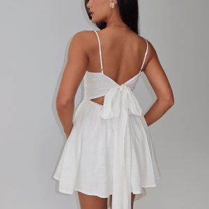 Angel Wings Tie Up Mini Dress White