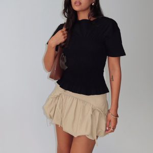 Palloma Bubble Hem Mini Skirt Beige