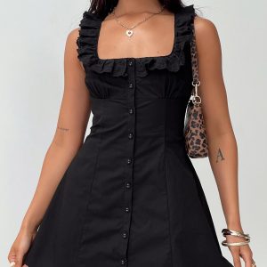 Oliveah Frill Mini Dress Black Petite