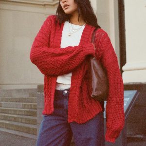 Abner Cable Cardigan Red