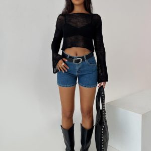 Saldana Shorts Mid Blue Denim Petite