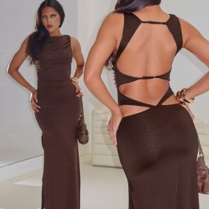 Undeniable Cut Out Maxi Dress Brown