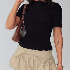 Maybe Tomorrow Ruched Top Black