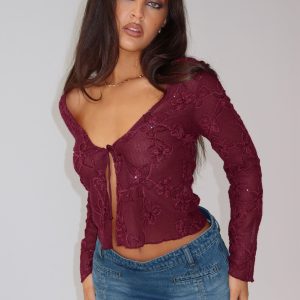 Sukita Long Sleeve Top Burgundy