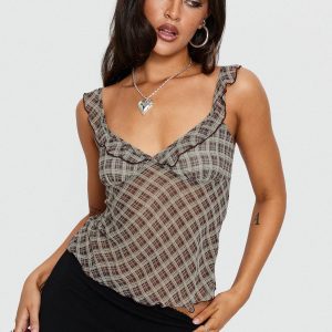 Zayliah Frill Detail Top Wine Check