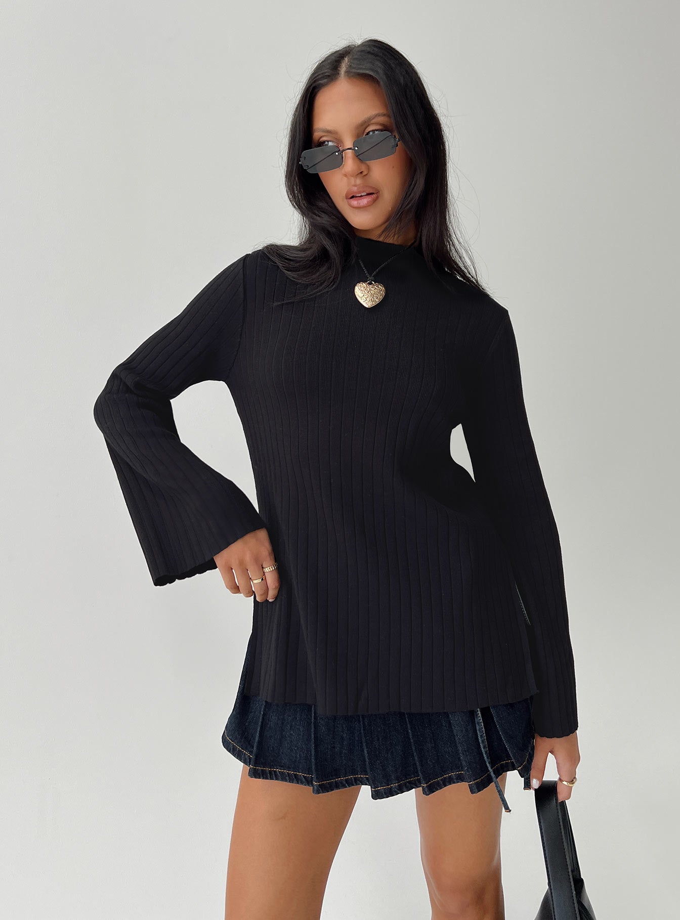 Allen Ribbed Sweater Black - Image 9